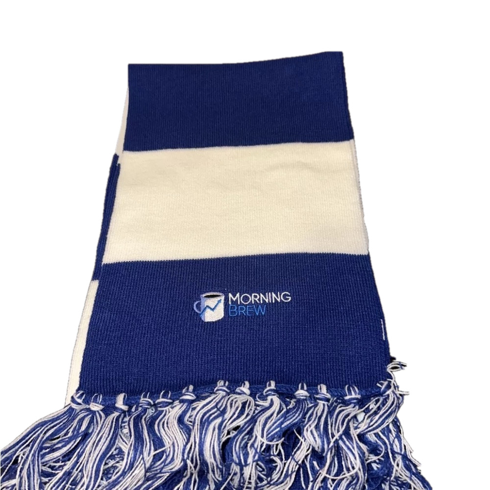 morning brew blue and white unisex preppy winter scarf